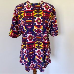 Colorblock Funky Crazy Aztec Tee Shirt M/L